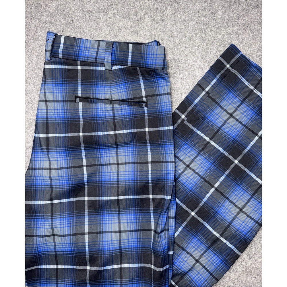 Nike Golf Tour Performance Dri-Fit Tartan Blue Plaid Pants Mens 35x32 Preppy